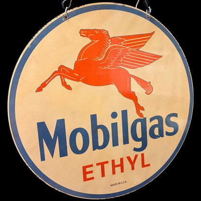 *Limited* Mobilgas Ethyl Winged Horse Double-Sided Large Porcelain Enamel on Steel (DS 30-Inch)