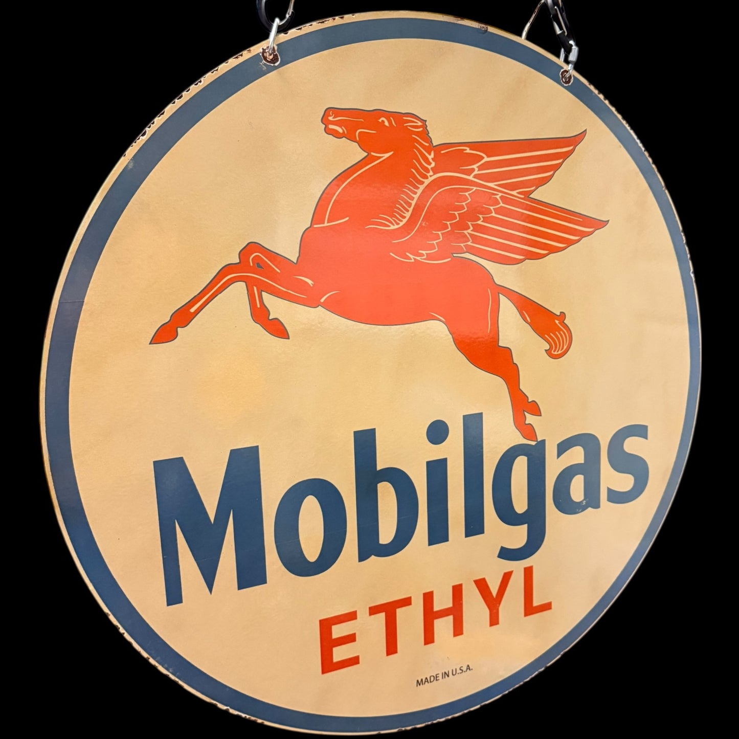 *Limited* Mobilgas Ethyl Winged Horse Double-Sided Large Porcelain Enamel on Steel (DS 30-Inch)