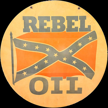 *Limited* Vintage Rebel Oil Gas Company Double-Sided Large Porcelain Enamel on Steel (DS 30-Inch)