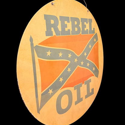 *Limited* Vintage Rebel Oil Gas Company Double-Sided Large Porcelain Enamel on Steel (DS 30-Inch)