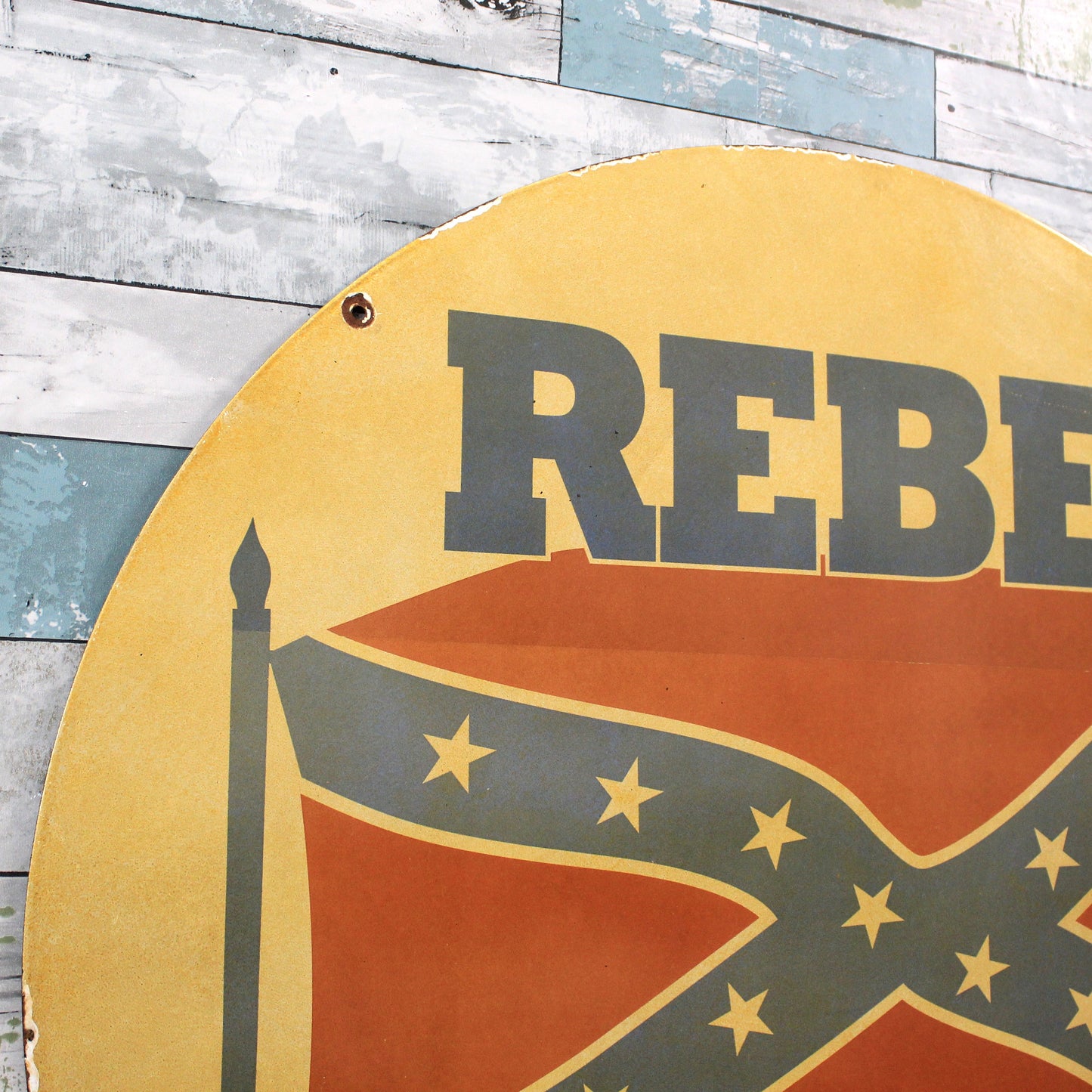 Rebel Oil Porcelain Enamel Sign -  Large 30-Inch Metal Advertising