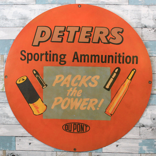 DuPont Peters Sporting Ammunition Porcelain Enamel Sign -  Large 30-Inch Metal Advertising