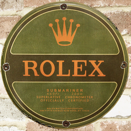 Where to Find Rolex Submariner Watch  Vintage Porcelain Signs