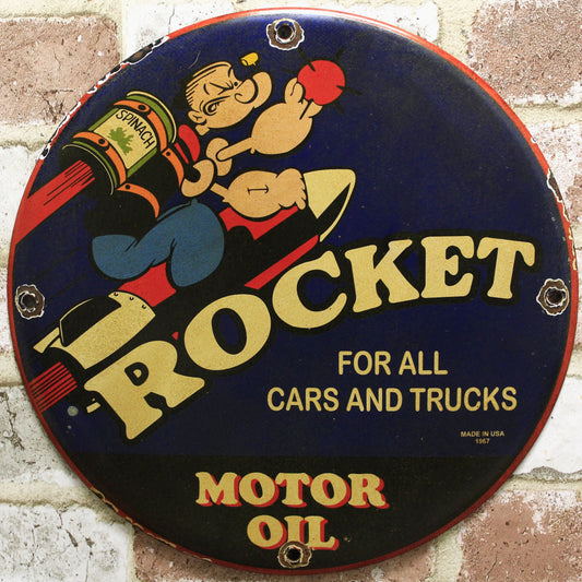 Looking for Collectible Signs  Rocket Motor Oil with Popeye 