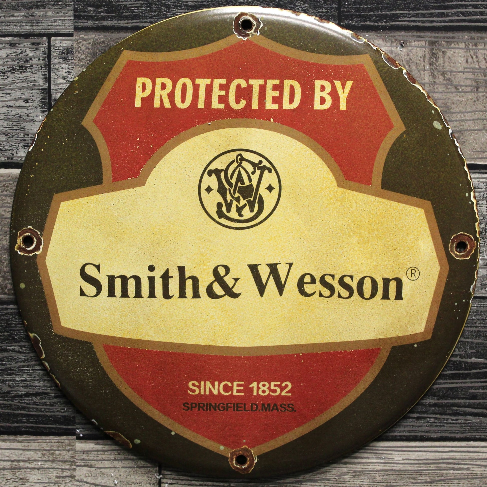 Find Vintage Porcelain Signs Protected by Smith & Wesson 