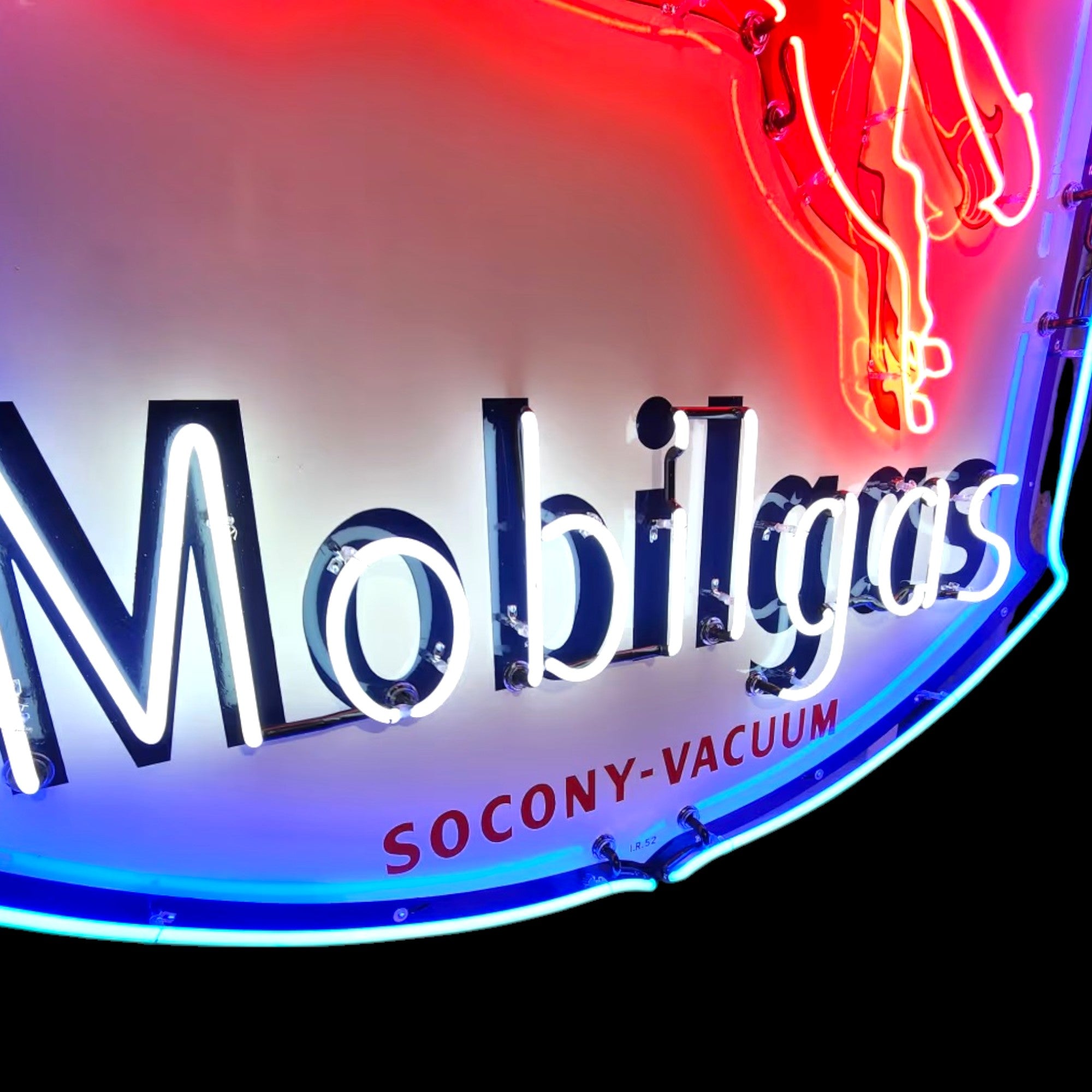 Mobilgas Socony-Vacuum Pegasus Shield Neon Porcelain Sign | Real