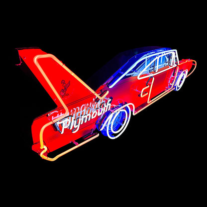 Road Runner Plymouth Superbird Neon Porcelain Large Die Cut Muscle Car Sign with Steel Can