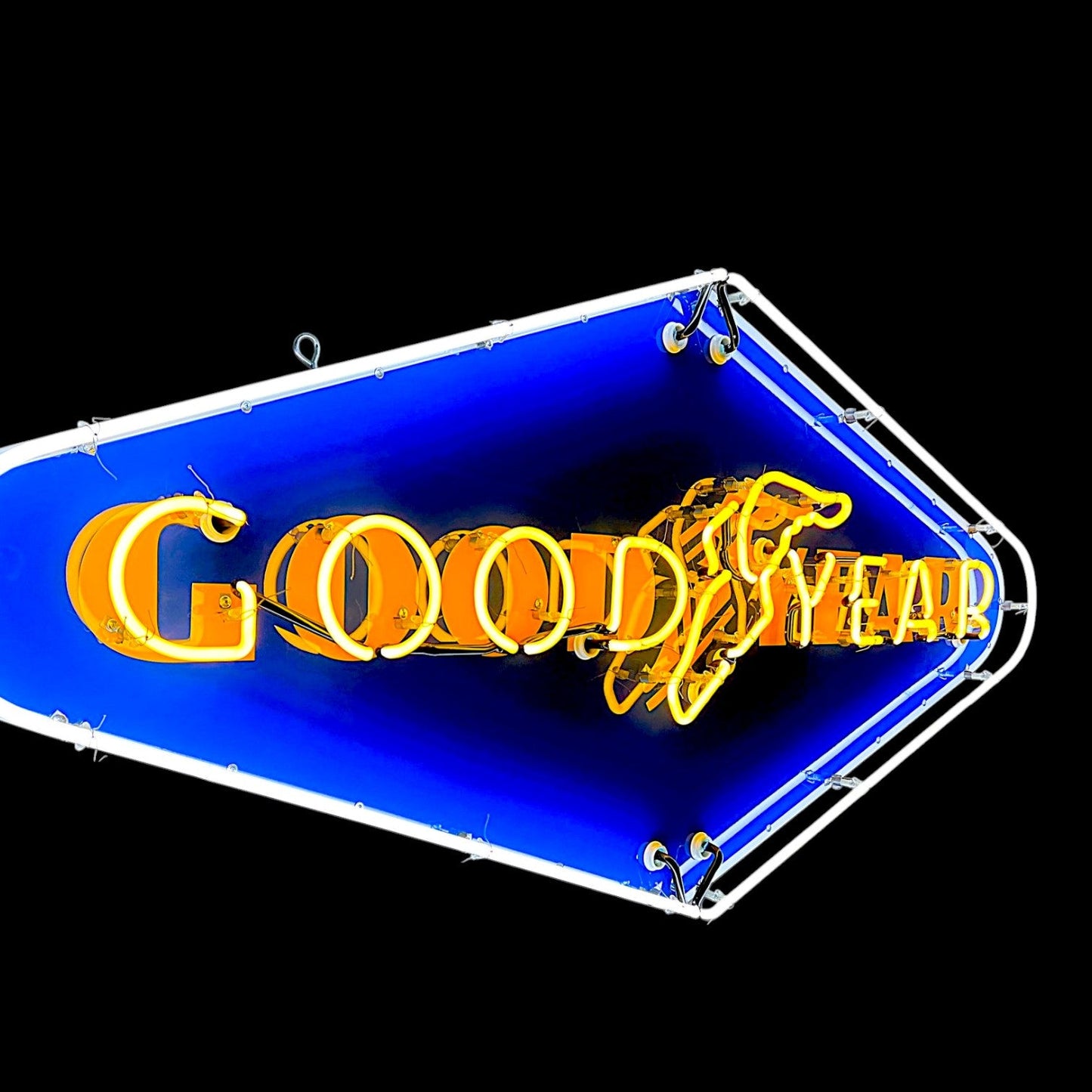 Classic Goodyear Wingfoot Diamond Neon Porcelain Dealership Style Sign with Steel Can