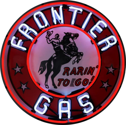 Find Vintage Neon Frontier Gas Rarin' To Go Signs Original or Reproduction