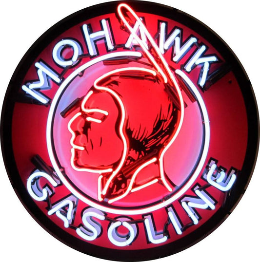 Buy Gas Oil Neon Mohawk Gasoline  Signs with Glass Tubes Porcelain Can