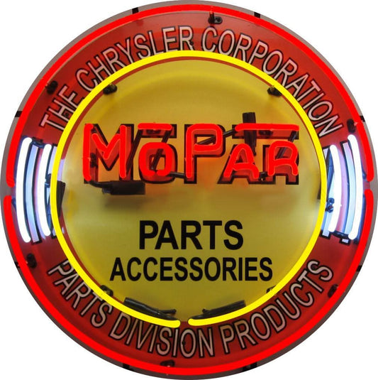 Buy Automotive Neon MoPar Parts Division Signs with Glass Tubes Porcelain Can