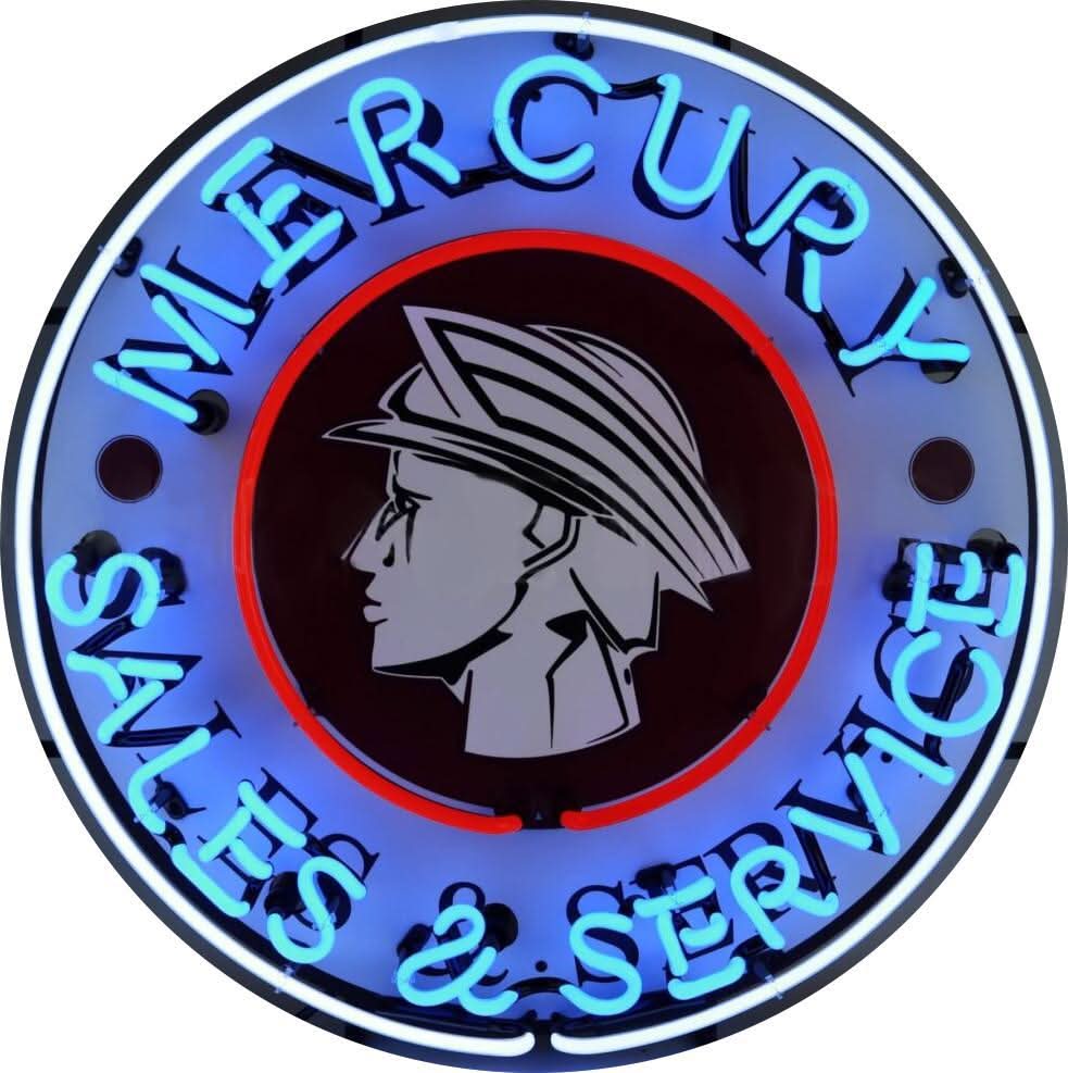 Buy Automotive Neon Mercury Sales & Service Signs with Glass Tubes Porcelain Can