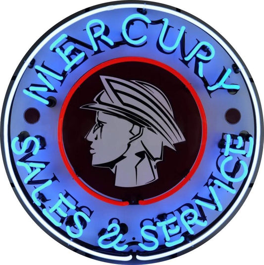 Buy Automotive Neon Mercury Sales & Service Signs with Glass Tubes Porcelain Can