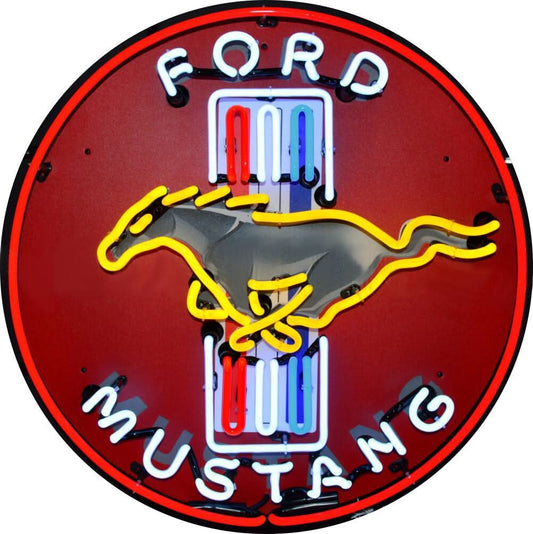 Buy Automotive Neon Ford Mustang Signs with Glass Tubes Porcelain Can