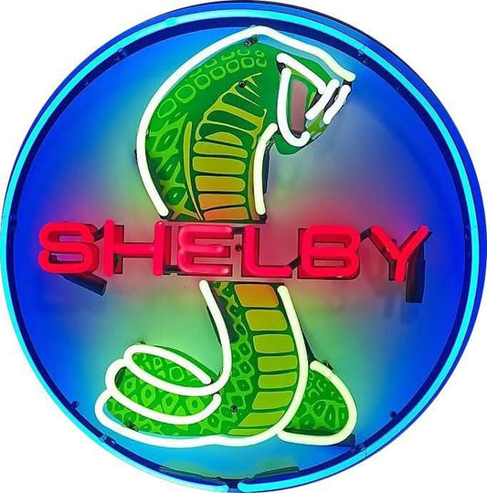 Shop Handcrafted Neon Shelby Cobra Blue Porcelain Signs with Can