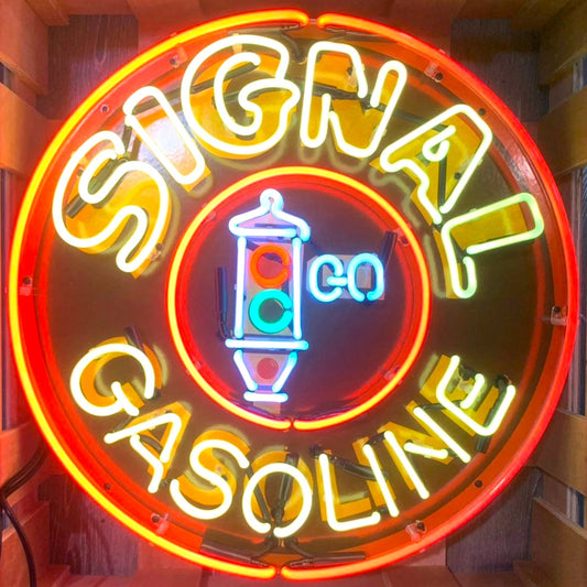 Signal Gasoline Traffic Light Neon Porcelain Sign with Can