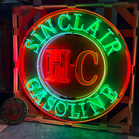 Sinclair HC Gasoline Neon Porcelain Sign with Can