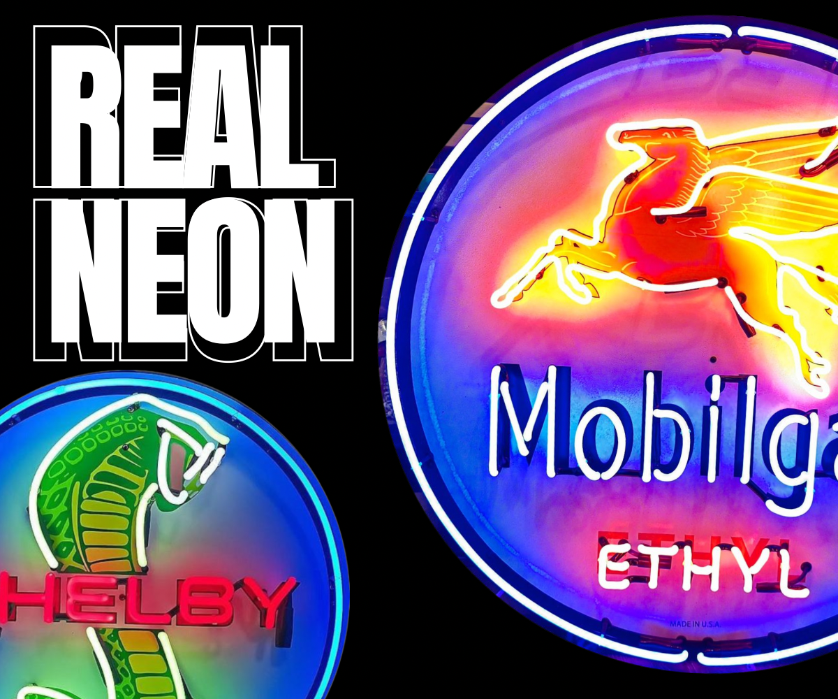 Shop on sale neon can with Pegasus cobra Mobil gas Shelby reproduction neon