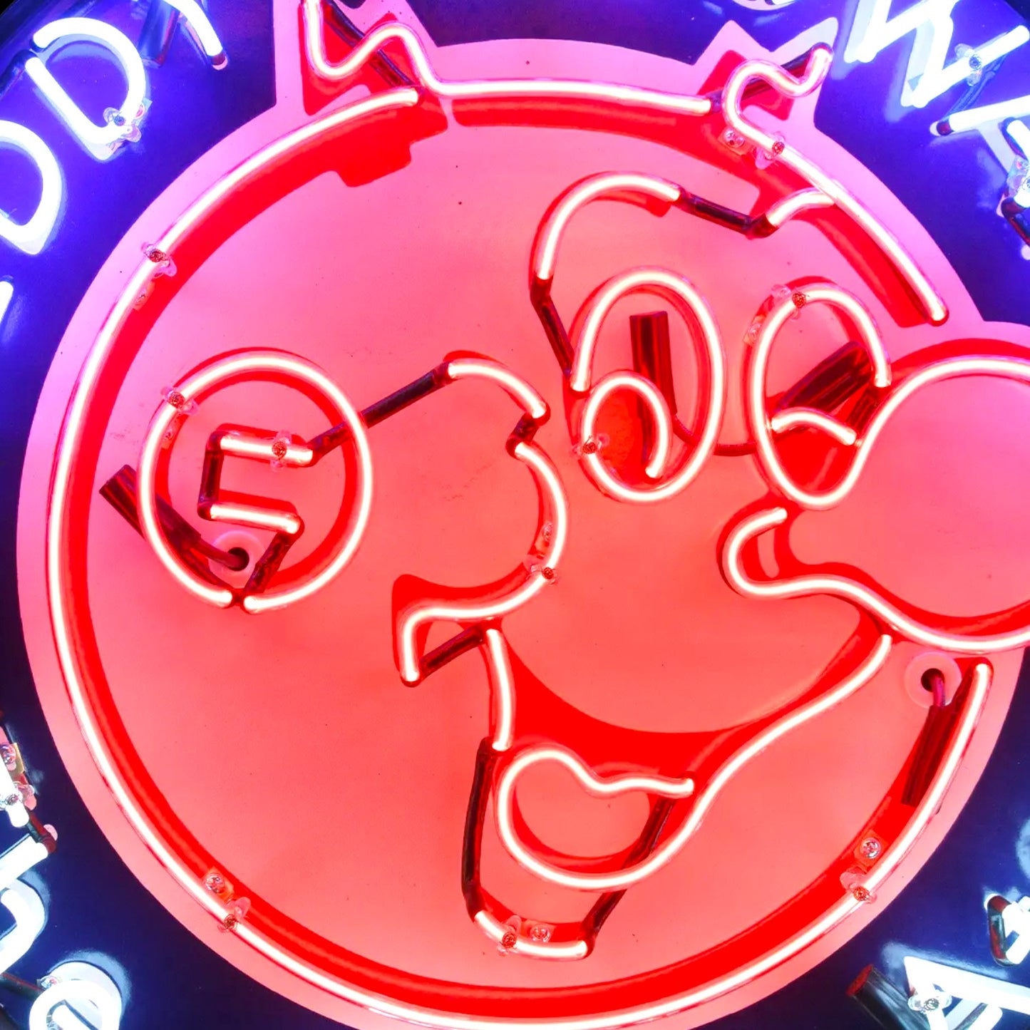 Reddy Kilowatt Mighty Atom Retro Neon Porcelain Sign with Can