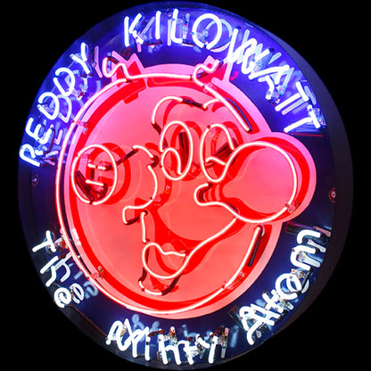 Reddy Kilowatt Mighty Atom Retro Neon Porcelain Sign with Can