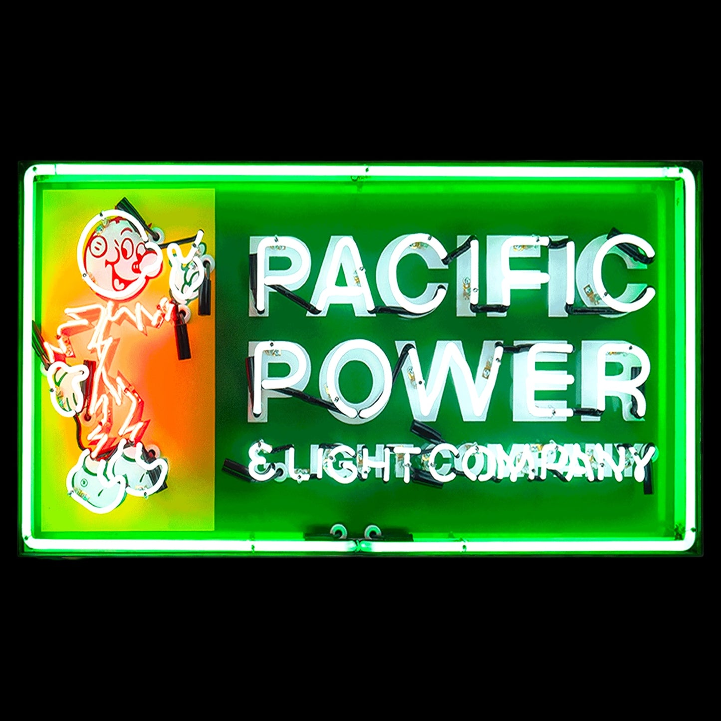 Reddy Kilowatt Pacific Power & Light Neon Porcelain Can Sign