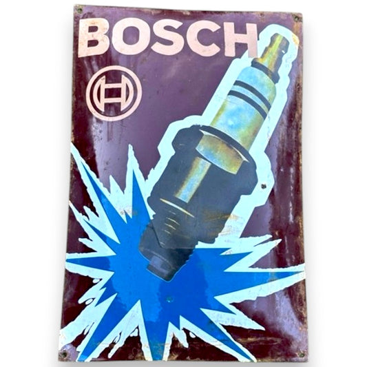 Bosch Spark Plug Porcelain Enamel Vintage Metal Reproduction