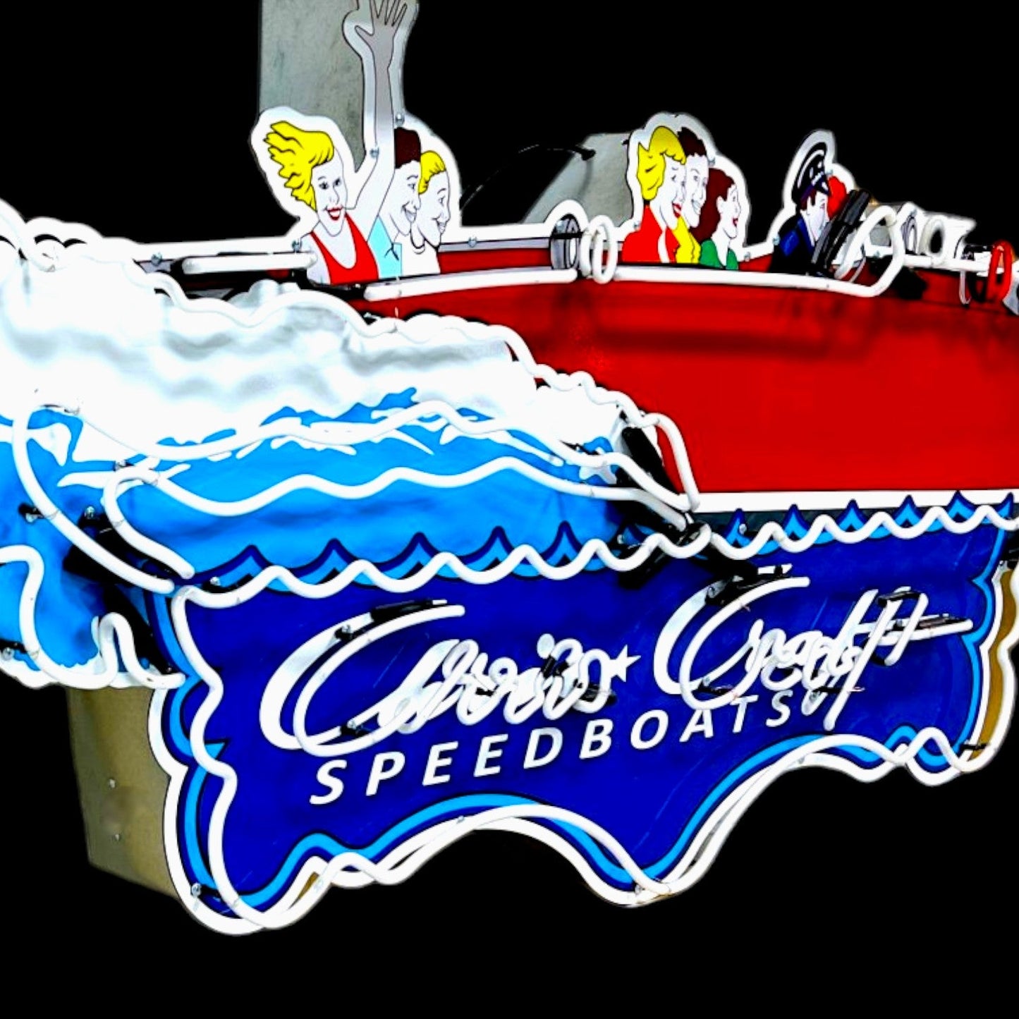 Reproduction Neon Porcelain Chris Craft Speedboats Die Cut Boat Vintage Advertising with Steel Can