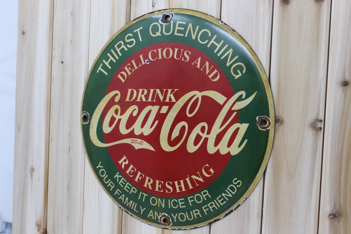 Classic Drink Coca - Cola 12in Porcelain Enamel Sign - PORCELAIN ADVERTISING - Sign