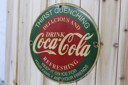 Classic Drink Coca - Cola 12in Porcelain Enamel Sign - PORCELAIN ADVERTISING - Sign