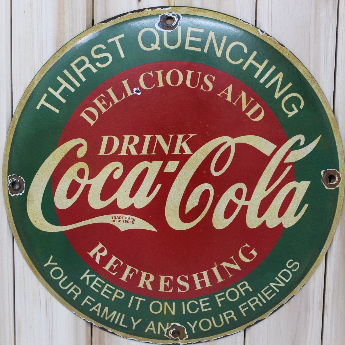 Classic Drink Coca - Cola 12in Porcelain Enamel Sign - PORCELAIN ADVERTISING - Sign