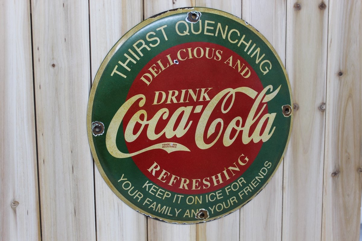 Classic Drink Coca - Cola 12in Porcelain Enamel Sign - PORCELAIN ADVERTISING - Sign