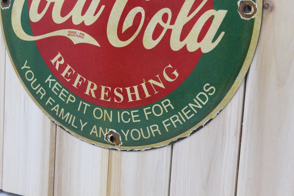 Classic Drink Coca - Cola 12in Porcelain Enamel Sign - PORCELAIN ADVERTISING - Sign