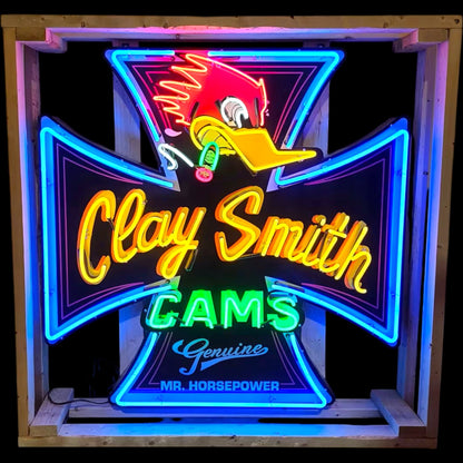 Mr. Horsepower Neon Die Cut Cross - Glass, Porcelain, Steel Can - Clay Smith Cams