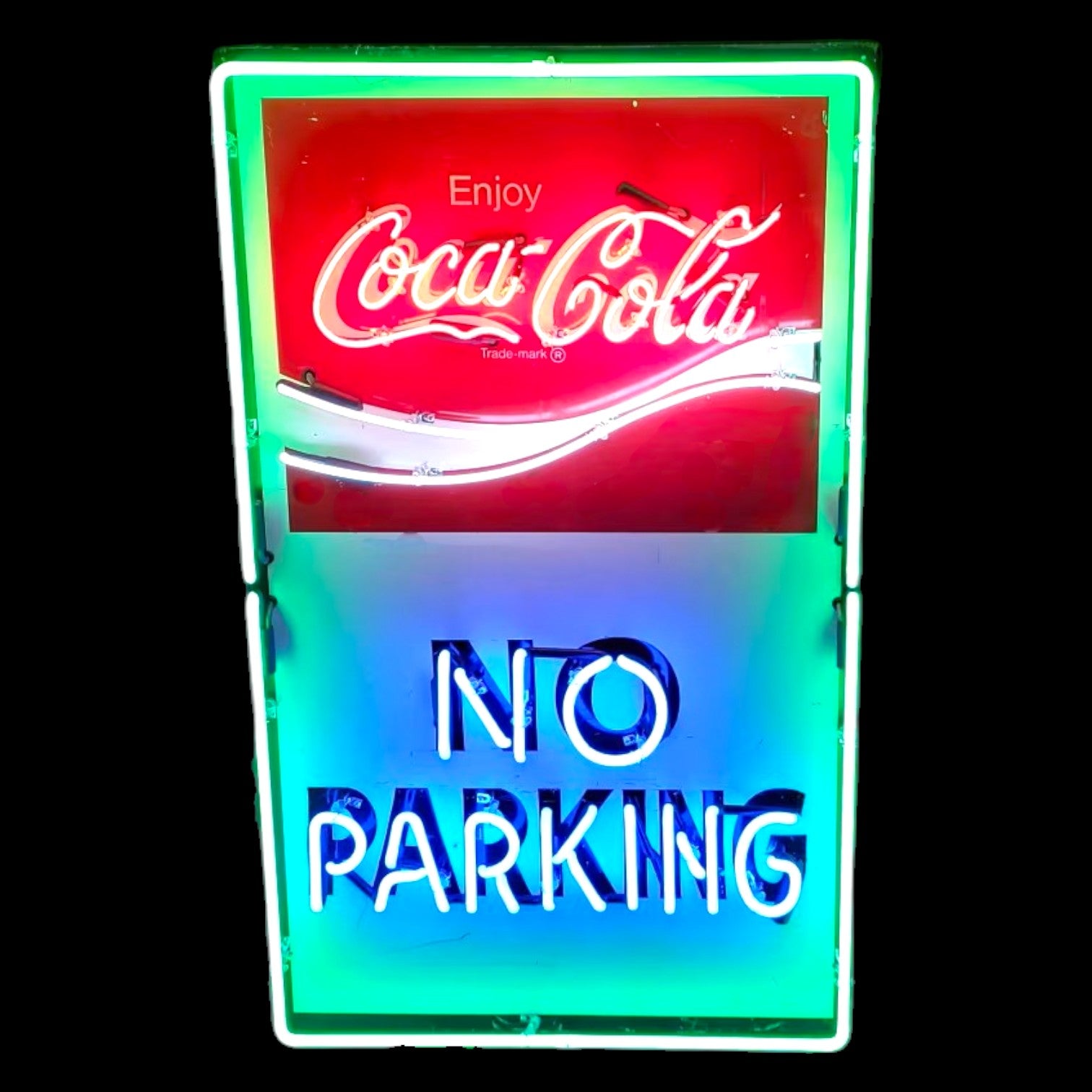 Coca Cola Drive-In Neon Sign - No Parking, Real Glass, Porcelain Coca Cola Drive-In Neon Sign - No Parking, Real Glass, Porcelain
