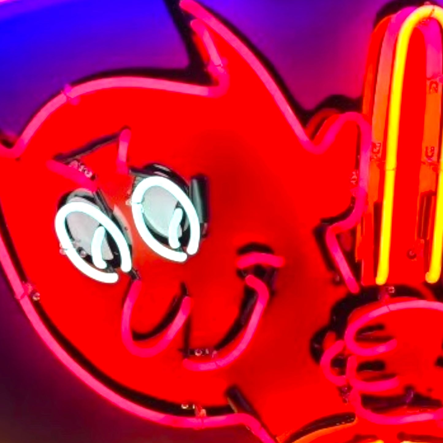 Dodge Demon Neon Porcelain Sign - Real Glass, Enamel, Metal Can - Mopar Devil Lighted Garage