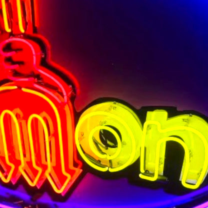Dodge Demon Neon Porcelain Sign - Real Glass, Enamel, Metal Can - Mopar Devil Lighted Garage