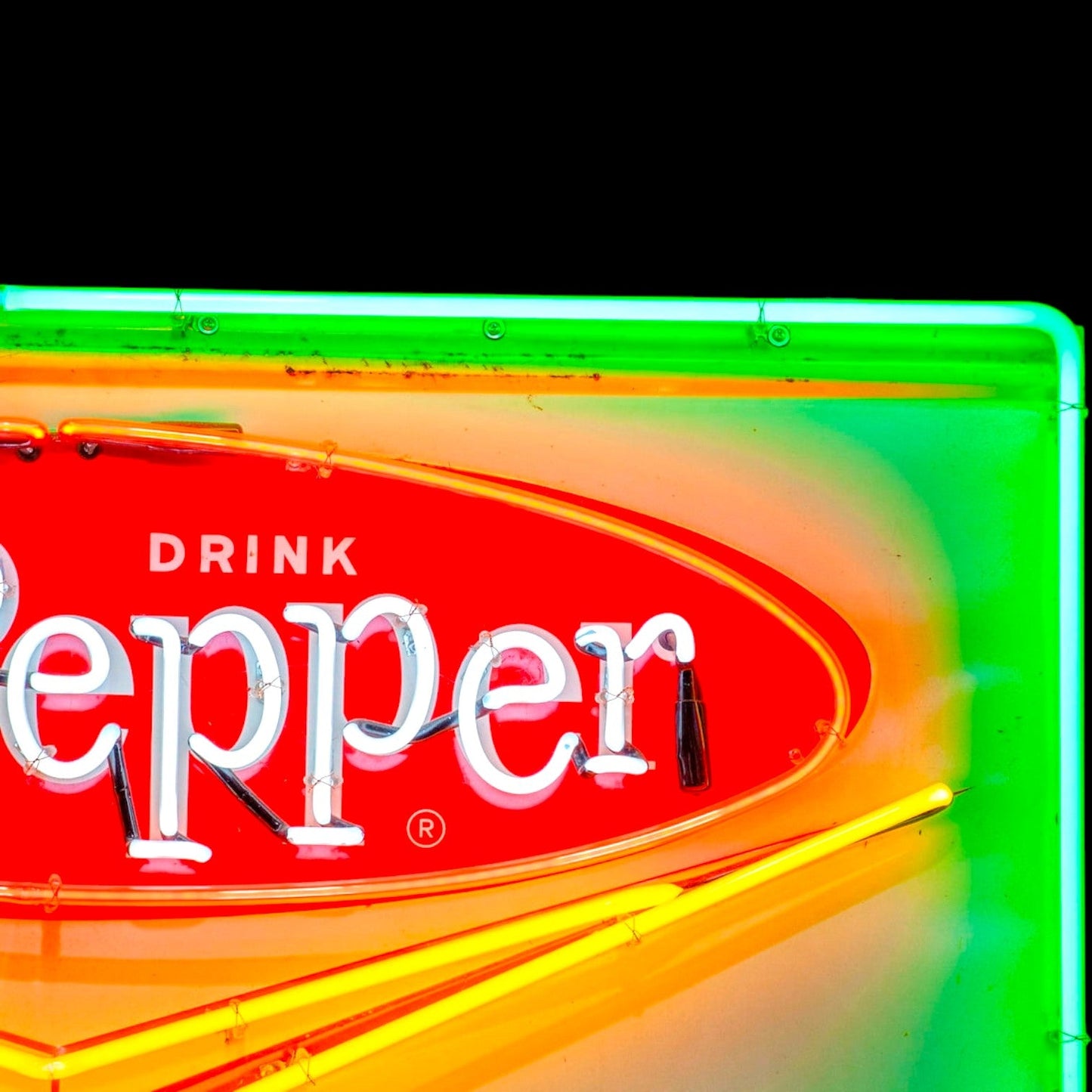Vintage Dr. Pepper Soda Neon Porcelain Advertising Sign with Can
