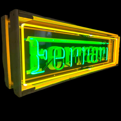 Reproduction Ferrari Dealer Glass Neon Porcelain with Steel Can