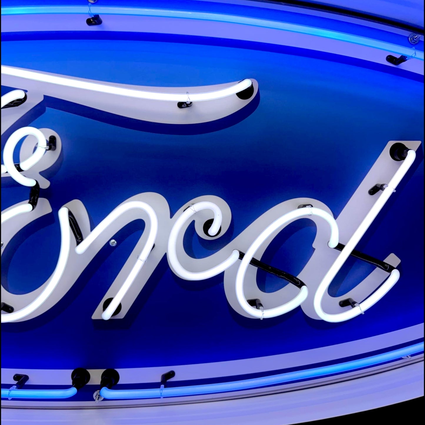 Classic Ford Large Neon Sign - Real Glass, Porcelain, Metal Can Vintage Dealer Lighted Advertising Display
