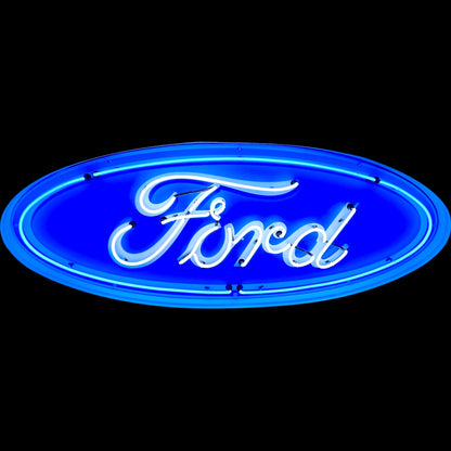 Classic Ford Large Neon Sign - Real Glass, Porcelain, Metal Can Vintage Dealer Lighted Advertising Display