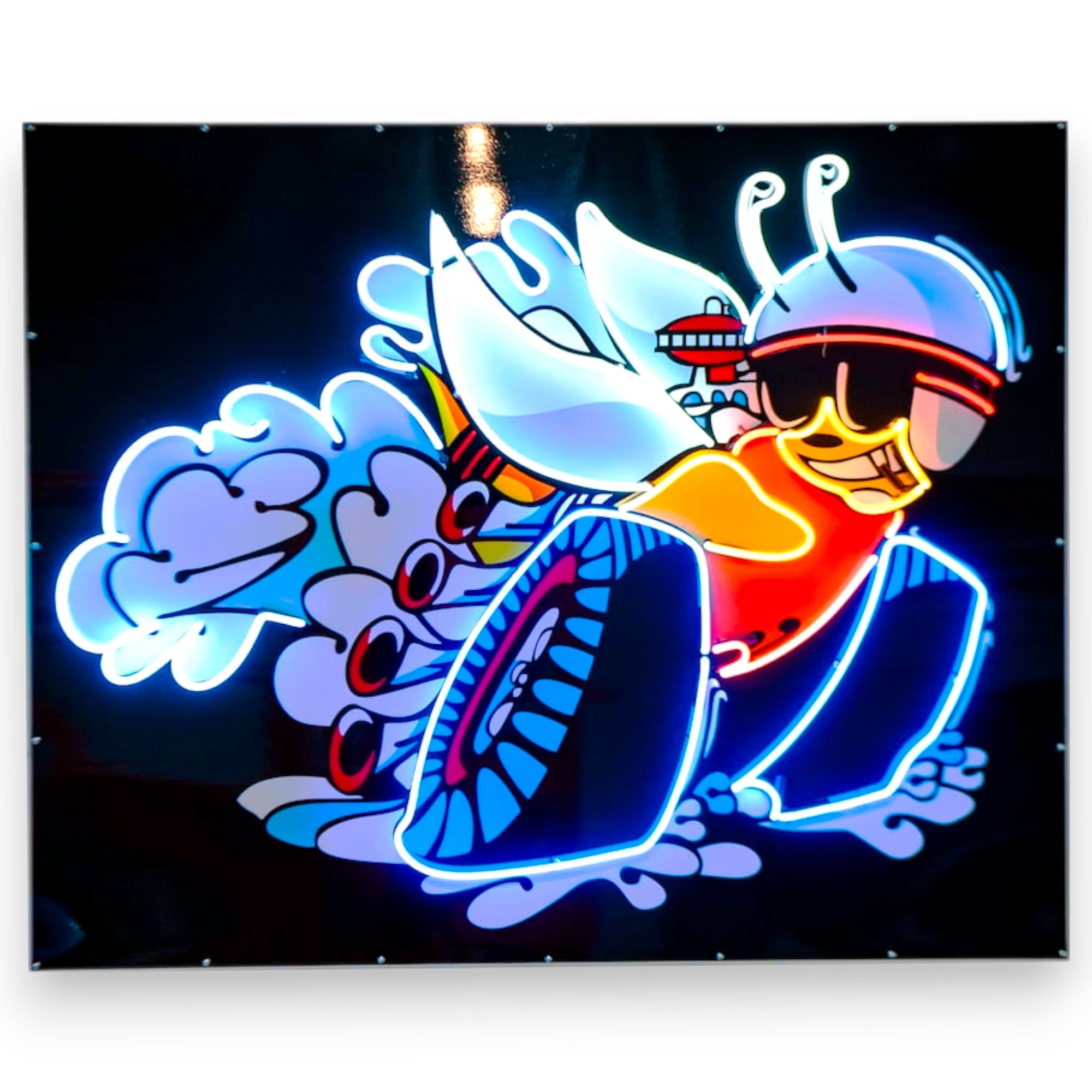 アート・デザイン・音楽 BRANDS with CHARACTER Dodge Scat Pack Super Bee - Real Glass Neon Sign with Porcelain