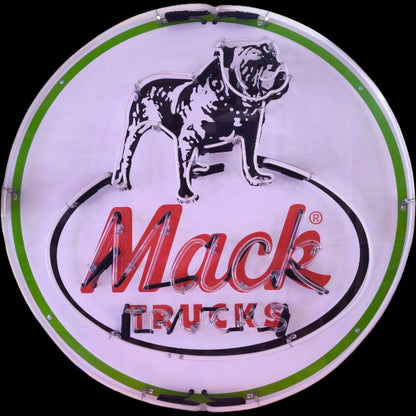 Mack Trucks Vintage Glass Neon Porcelain with Steel Can Reproduction