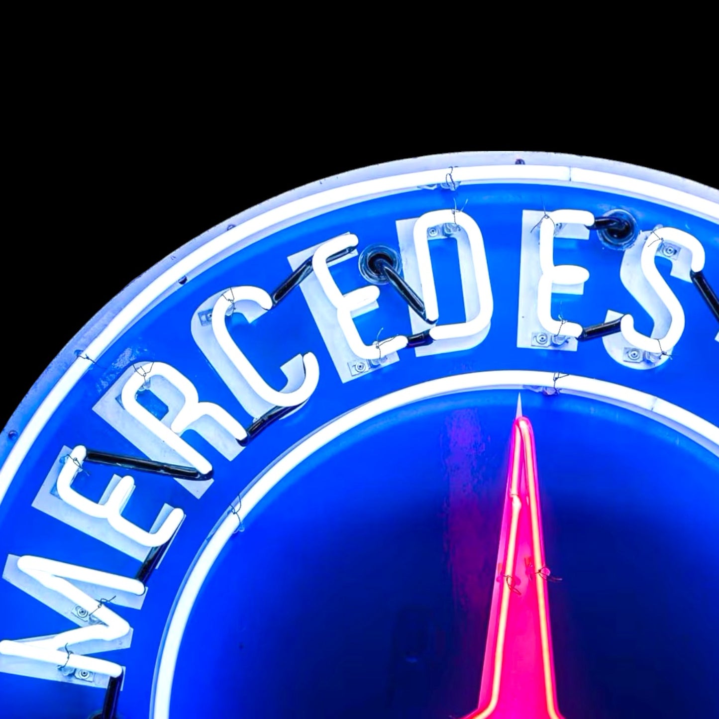 Mercedes Benz Service - Real Neon Porcelain Sign - Vintage Dealer Advertising Reproduction