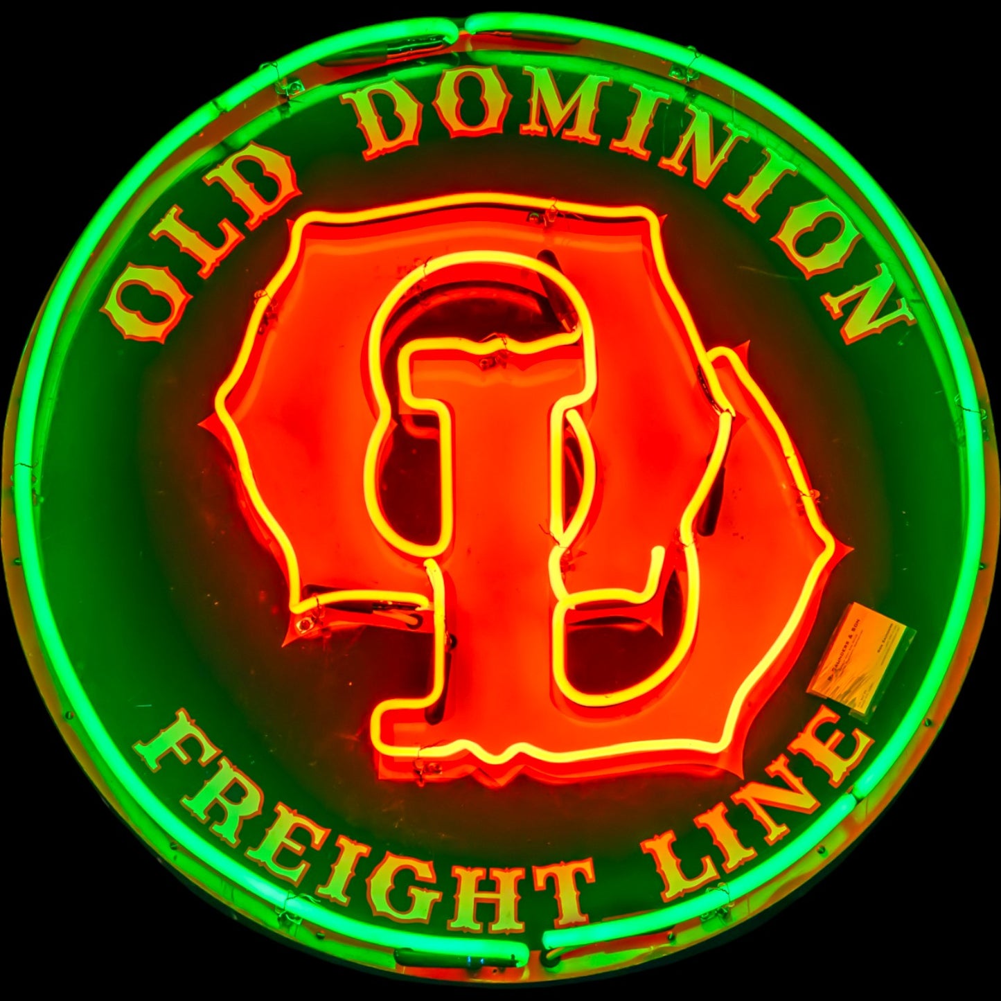 Vintage Old Dominion Freight Lines Glass Neon Porcelain with Steel Can Reproduction