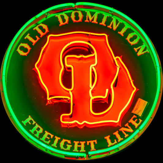 Vintage Old Dominion Freight Lines Glass Neon Porcelain with Steel Can Reproduction