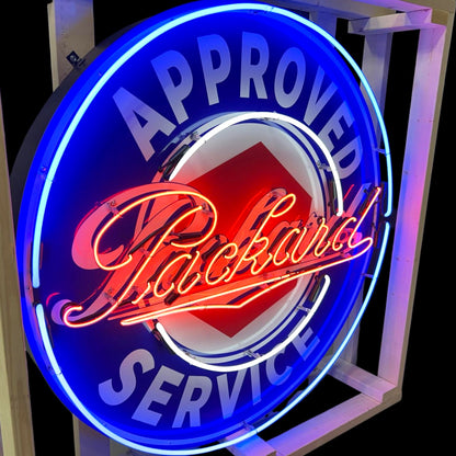 Old Packard Style Glass Neon Porcelain with Steel Can Reproduction