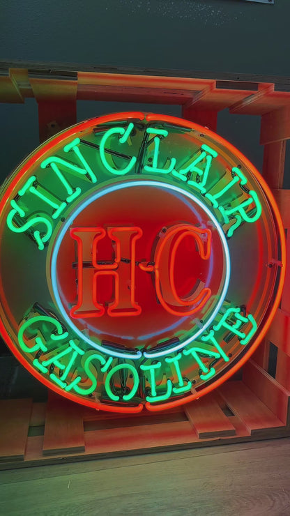 Sinclair HC Gasoline Neon Porcelain Sign with Can