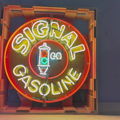 Signal Gasoline Traffic Light Neon Porcelain Sign with Can