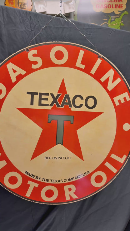 *Limited* Texaco Gasoline Double-Sided Large Porcelain Enamel on Steel (DS 30-Inch)