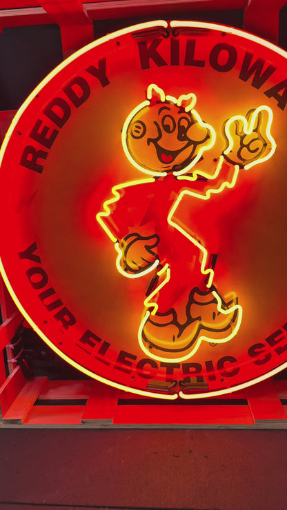 Reddy Kilowatt Electric Servant Neon Porcelain Enamel Sign